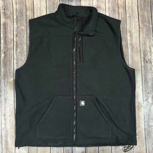 Carhartt Textured Fleece Vest Full Zip 2XLT Mens Black Jacket Work V28 BLK - Picture 1 of 7