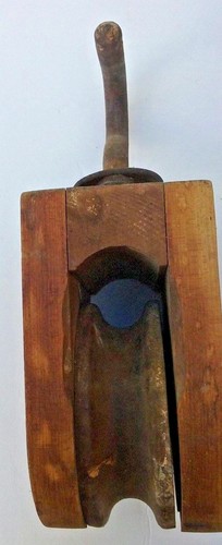 Antique 11" WOOD BLOCK & TACKLE Barn PULLEY Rustic Primitive Steampunk - Imagen 4 de 11