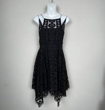 Free People Size 4 Lace Handkerchief Hem Dress Y2K Whimsical Drop Back Lined