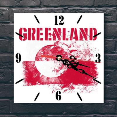 Greenland Flag Wall clock patriots Wooden Tile Watch Support Décor