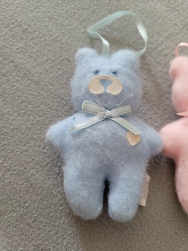 Vintage Hallmark Pink/blue Bear plush Small set of 2 1988 little 3" - Picture 3 of 10