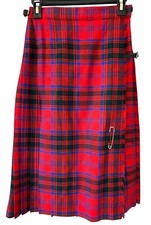 Vintage Kilt Wrap Around Skirt Tartan Plaid Pleated Buckles Adjust. 26.5 Waist