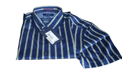 TED BAKER Herrenhemd Gr. 4/L - slim fit - kurzarm - navy