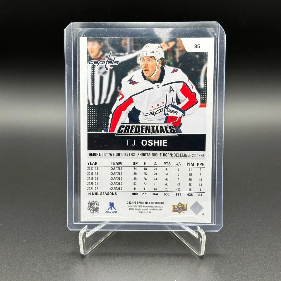 2022-23 UD Credentials T.J. OSHIE #95 Red and Gold 236/299 - Washington Capitals - Image 2 of 4