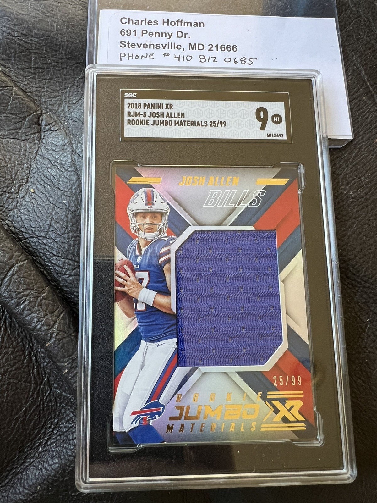 Josh Allen Panini XR Rookie Jumbo Materials #RJM5 Base