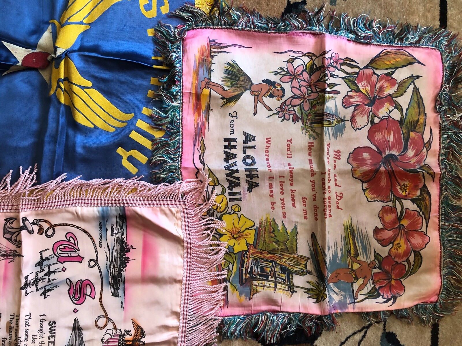 13 vintage fringed souvenir pillow covers vibrant colors LOT instant