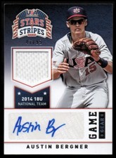 2015 USA Baseball Stars and Stripes Game Gear #8 Austin Bergner Auto Jersey /99