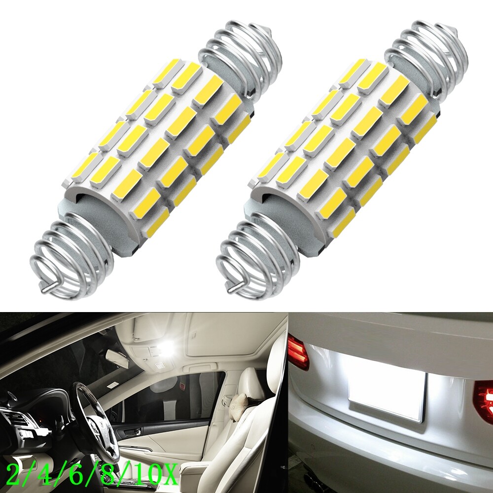 CAR LED 39MM-42MM FESTOON INTERIOR WHITE LIGHT BULB 24SMD AUTO DOME GLOBE 2/10x
