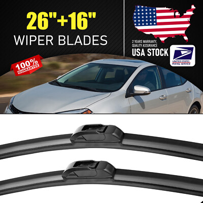 For 2016-2018 Kia Sorento Front Bracketless Windshield Wiper Blades 26'' & 16''