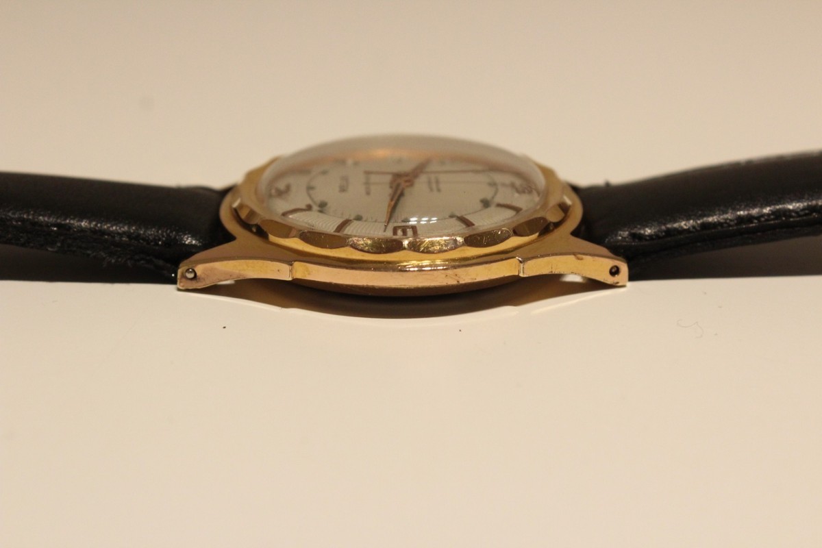 VINTAGE BEAUTIFUL GOLD PLATED SWISS MEN'S MECHANICAL 34mm WATCH