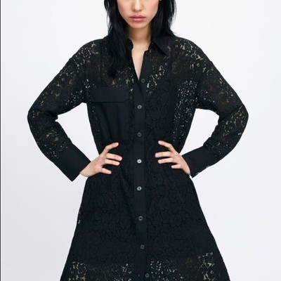 zara lace shirt dress