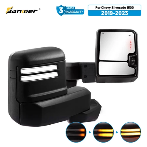For 19-24 Chevy Silverado 1500 Power Heated Towing Mirror Switchback LED Signal