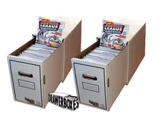 2 pack Short Comic Book Boxes with Drawers Comics Storage Box with Dividers