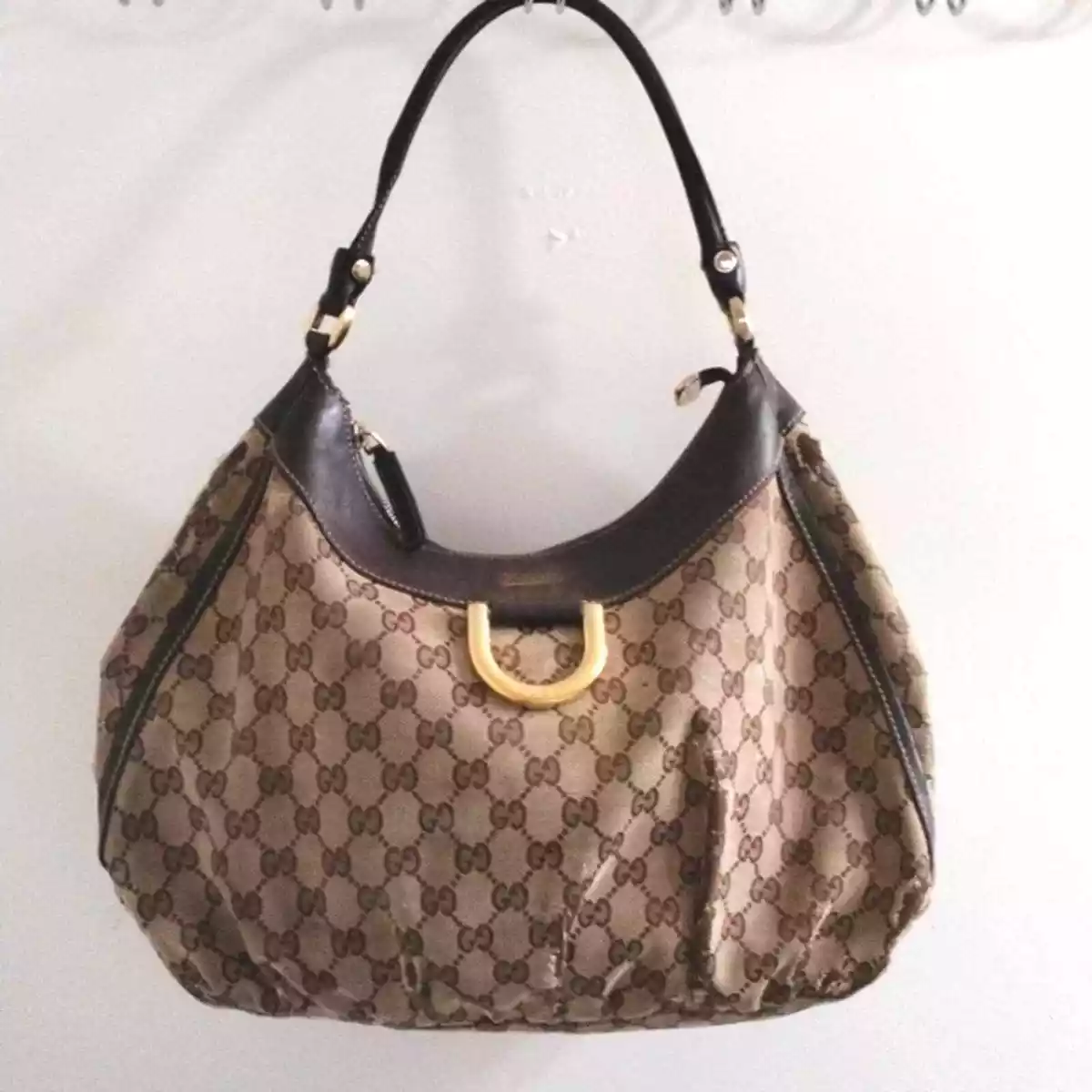 Gucci Hobo Bag Sale | Gold GG Bit Canvas Satchel | BagBuyBuy