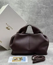 Polene-Fashionable Trendy Bag Made of Genuine Leather Polene, In Chocolate Color