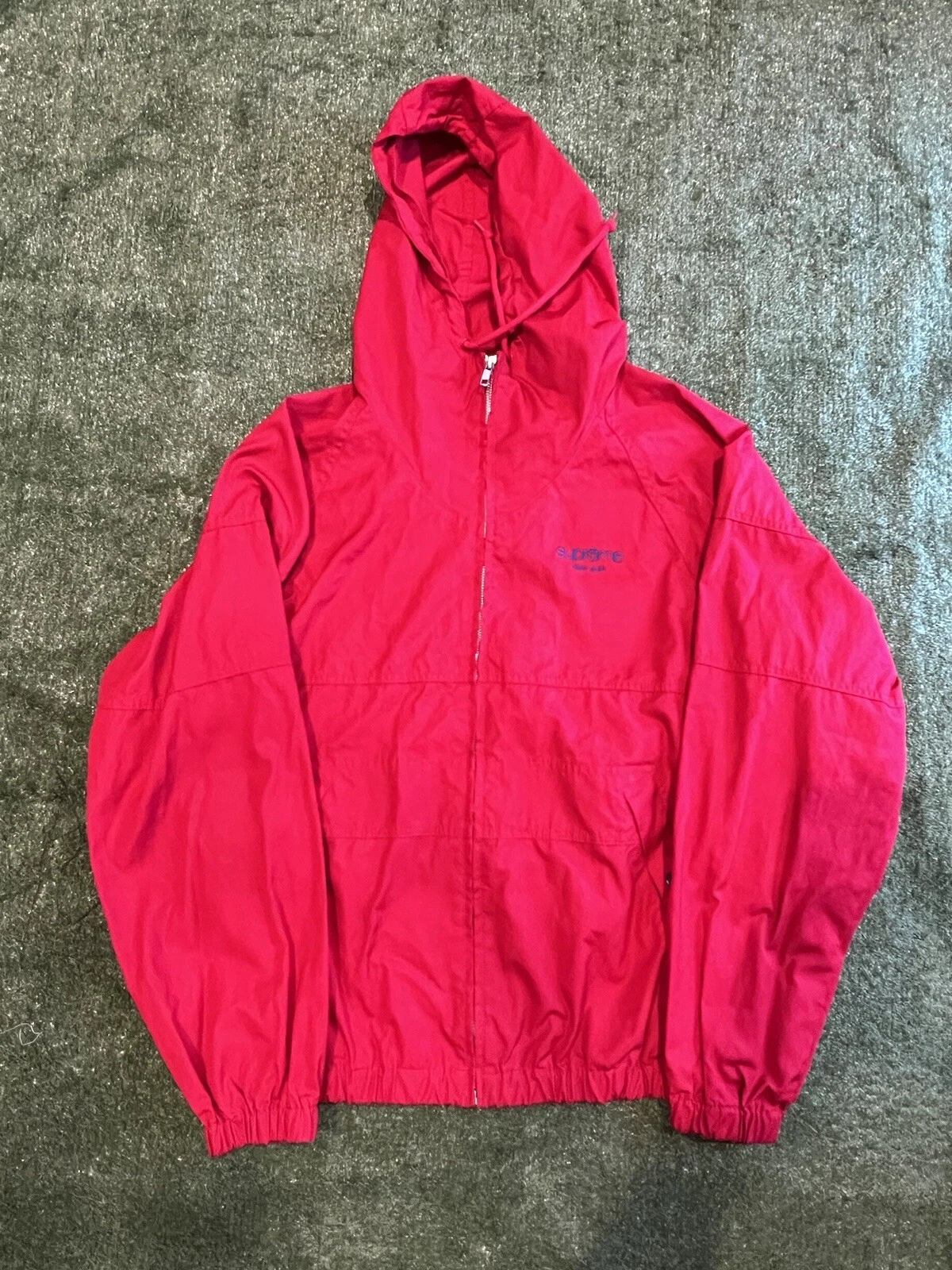 Veste Raglan rouge à capuche Supreme SS18 fermeture éclair complète homme petit