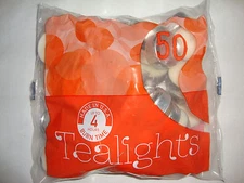 50 Count Unscented Tea Lights Candles 4 Hour Burn Time White Fifty Made in USA  