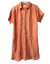 J. Crew Women Size S Relaxed Fit Linen Shirtdress Orange Peach Button Up Beachy