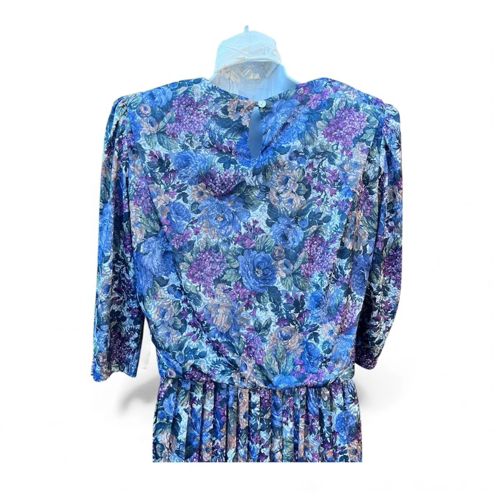 Vestido midi floral vintage años 80 hecho a mano talla 2X Foto 4 de 4