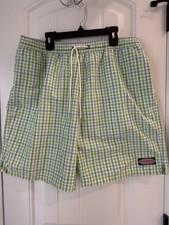 Vineyard Vines Men's Swim Trunks Medium Green/Blue Gingham