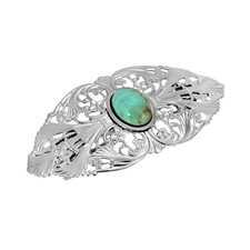 1928 Jewelry Women  s Oval Turquoise Stone Hair Barrette, 1 Pc