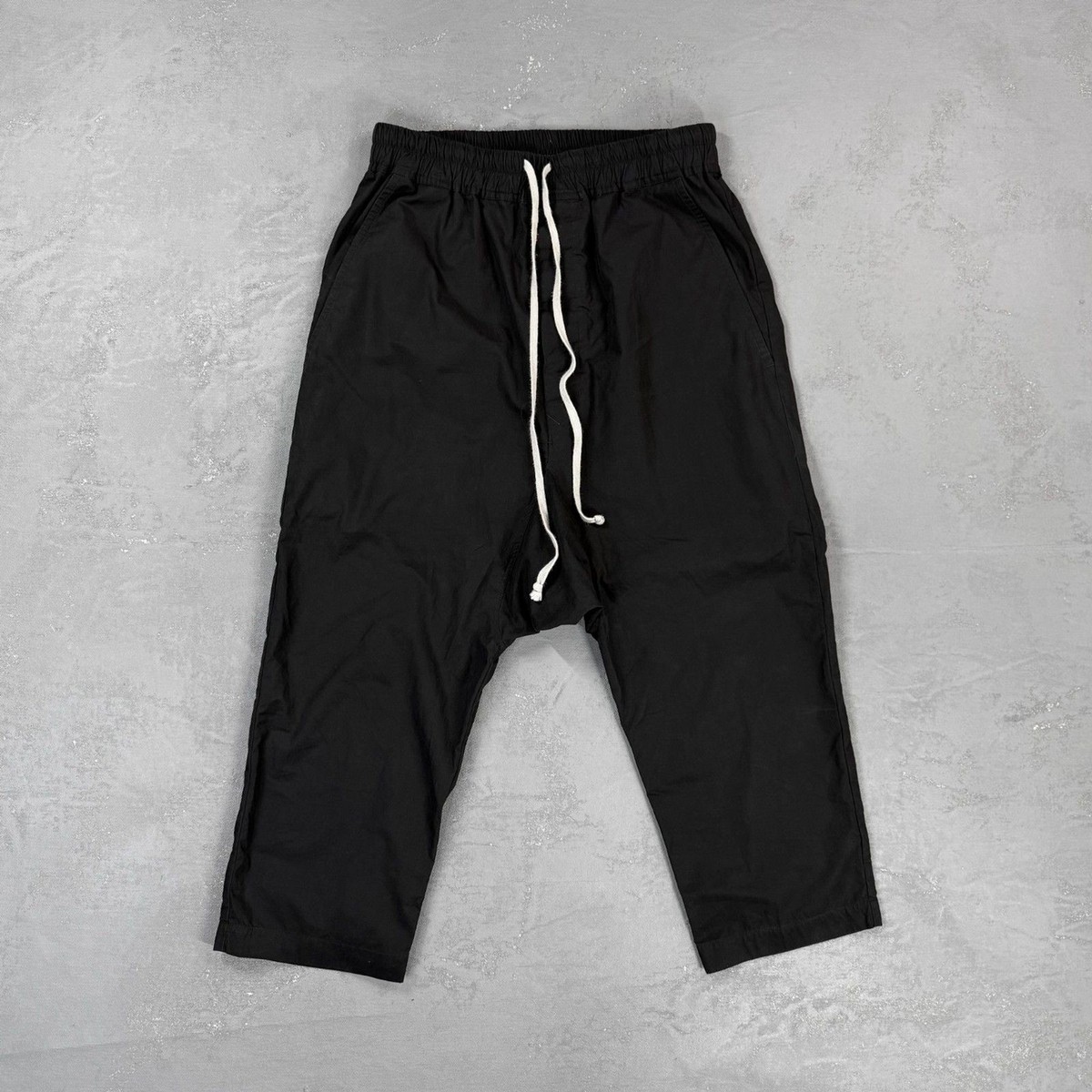 Rick Owens S/S 23 Edfu Drawstring Cropped Pants in Cotton Poplin