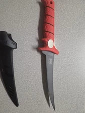 BUBBA 7" Tapered Flex Folding Knife with Non-Slip Grip Handle, Offset Full Tang