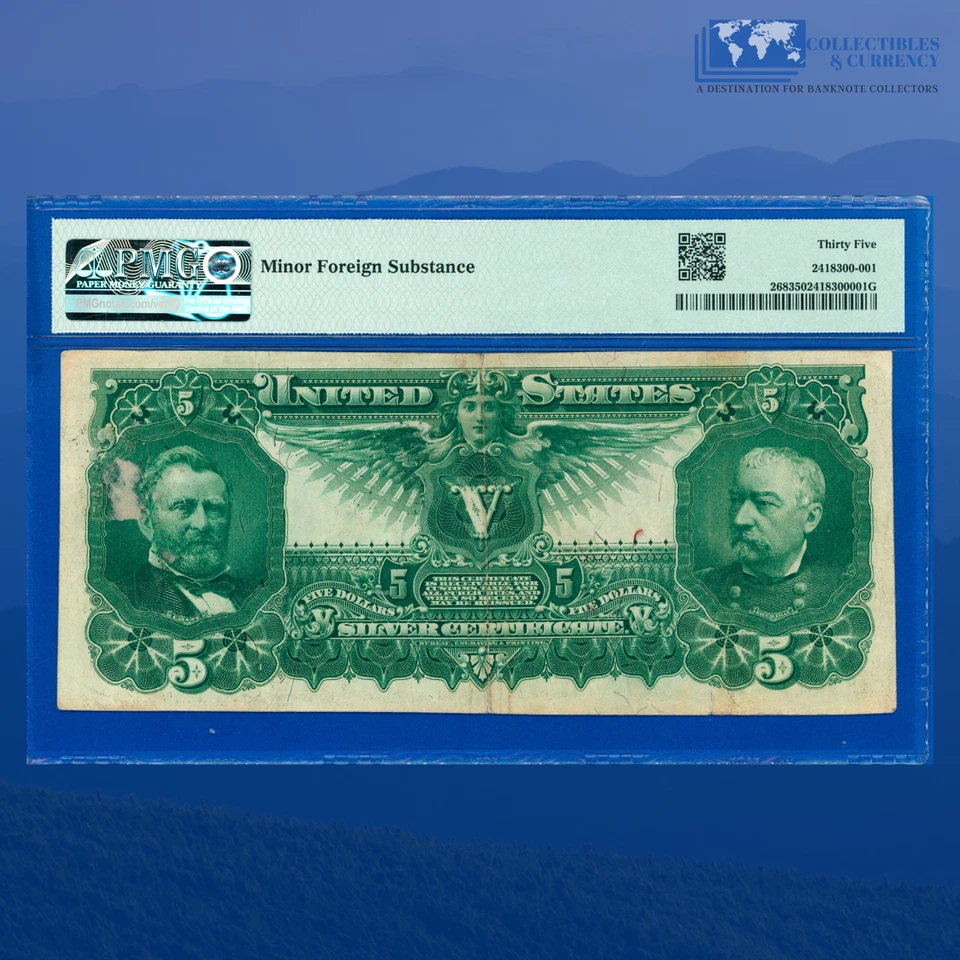Fr.268 1896 $5 Silver Certificate "EDUCATIONAL NOTE", PMG Ch VF 35 #05696 - Image 2 of 3