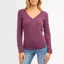 U.S. Polo Assn Burgundy Waffle Knit Thermal Henley Top Size L