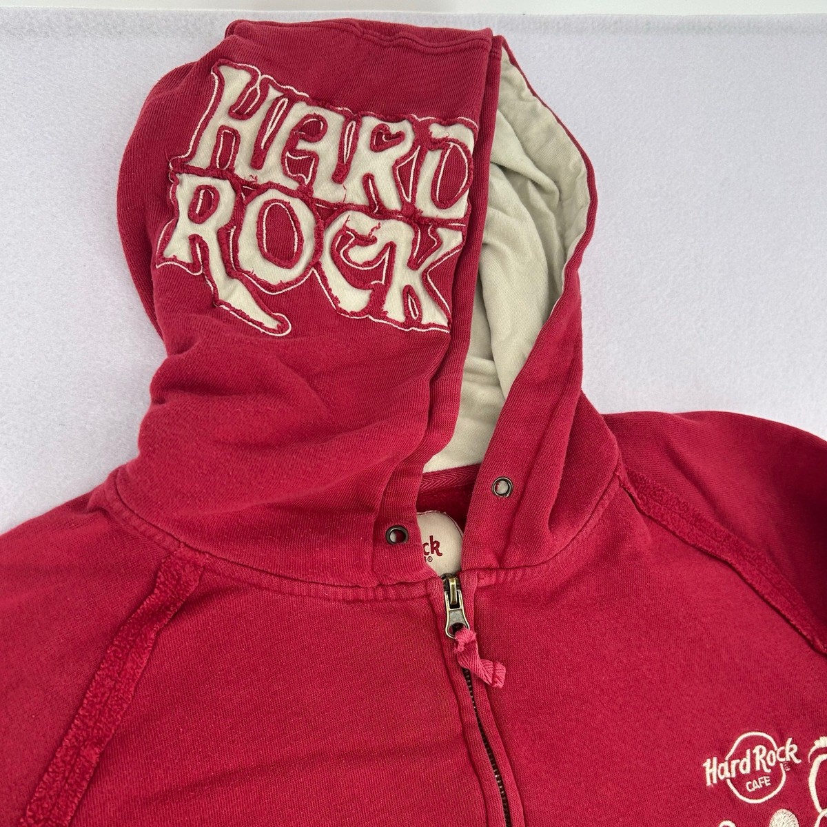 Vintage y2k Women's Red Hard Rock Cafe Honolulu Heart Zip Hoodie