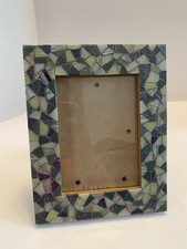 Mosaic Frame, Beautiful 5" x 7" Blue/GreenFrame Is Wood And Glass.