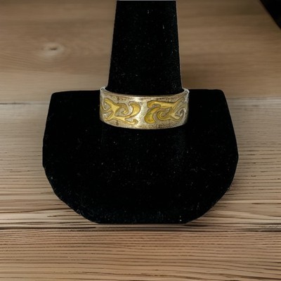 Sterling Silver Scroll Ring Band Mexico 925 Inlay Pattern Size