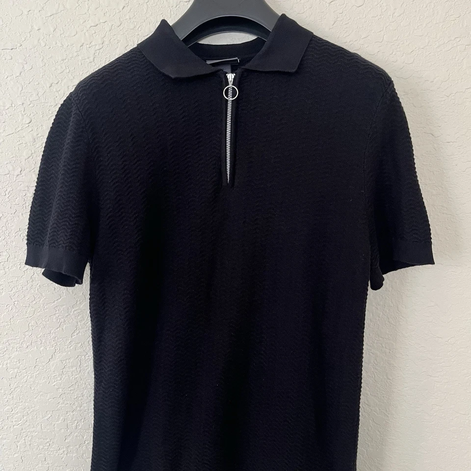 Camisa Polo H&M Para Hombre Calce Ajustado Tejido Textura Con Media Cremallera Talla S Algodón Informal Foto 4 de 4