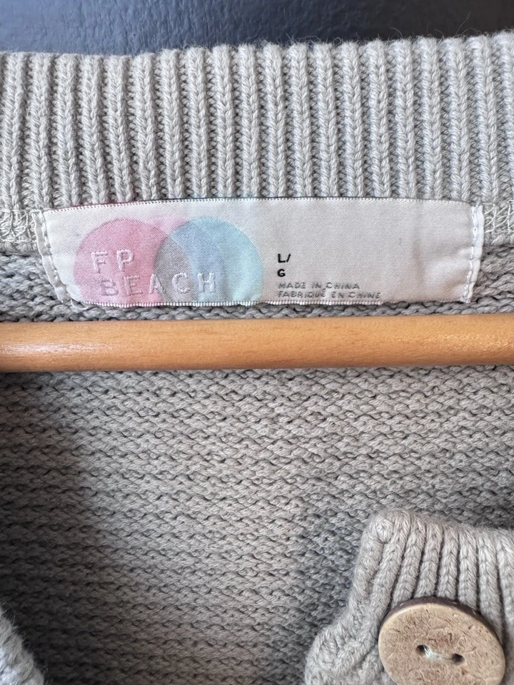 Sweater Free People Beach Sage Green Hailee Oversize Henley Womens Size Large - Image 3 of 4