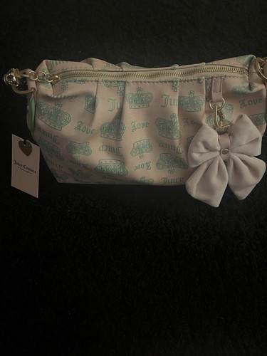 Y2K Juicy Couture Juicy Fan Club Shoulder Bag Pink Green Crown Charm Zip