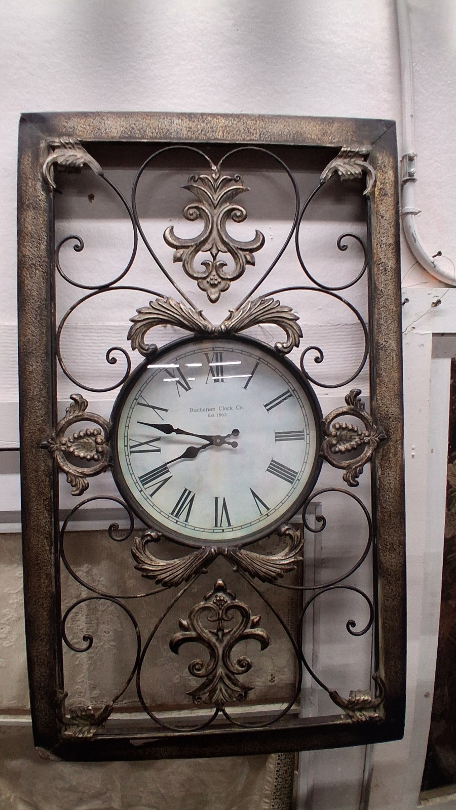 Vintage Style Tuscan Scroll Wall Clock Large Metal Openwork Decorative Wall Art