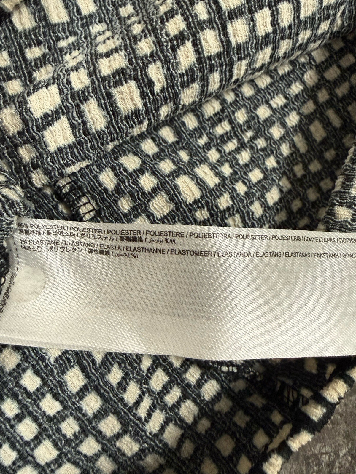 Mango Womens Sienna Long Puff Sleeved Textured Dress Monochrome Black Ecru XS thumbnail 10