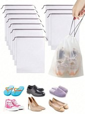 10 Pack Waterproof Travel Shoe Bags Transparent Drawstring Organizer-UK