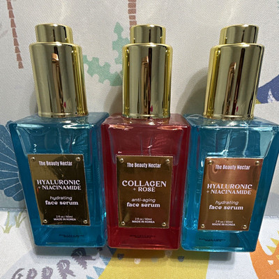 3 Pack The Beauty Nectar Face Serum Set Hyaluronic Niacinamide Collagen Rose 2oz