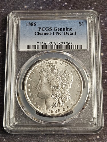 1886 Morgan silver dollar PCGS Genuine Cleaned - UNC Detail    Lot #594