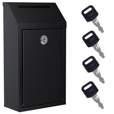 Sumerfnt Locking Cash Box with Lock and Slot, Metal Money Drop Box with 4 Key...