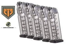 5 PACK ETS Carbon Smoke 10rd 9mm mag Fits the Glock 17