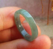 Video Certified Green Natural A JADE Jadeite Rectangle RING USA. 7    720164 AS