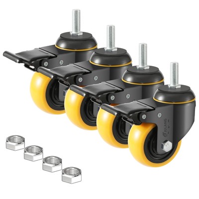 1/2 Caster Wheels Threaded Stem 3 inch, Stem Mount (1/2'' -20 x 1-1/4''), Swive...