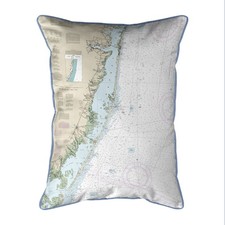 Betsy Drake Long Beach, NJ Nautical Map Small Corded Indoor Outdoor Pillow 11x14