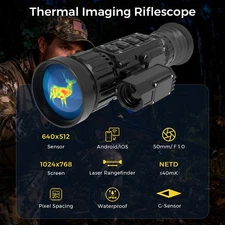 GTGUARD X650L 640*512 50mm Thermal Rifle Scope with 1000m LRF Rangefinder
