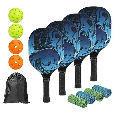 M METERXITY 4er Set Pickleball Paddel hochwertige Holzschläger mit Kissen