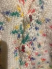 baby sweater 6-12mo. white w/confetti colors, kitty-cat buttons, hand-knit — photo 6