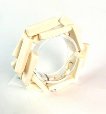 Sobral Neoconcretismo 1WJP Opaque White Marfim Beads Artist Made Stretch Bracele