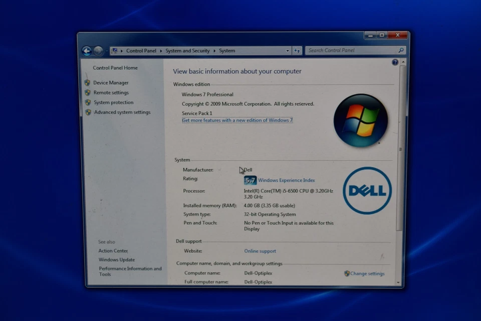 Dell OptiPlex 7040 Intel Quad Core i5-6500 128GB SSD Windows 7 Pro 32-bit DVD-RW - Image 2 of 4